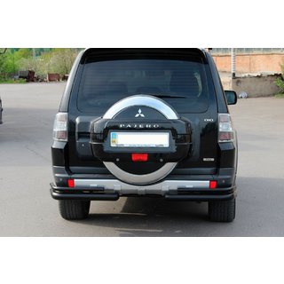 Bara spate dubla AK003 Negru (Otel inoxidabil) Mitsubishi Pajero Wagon IV 2006-2021 foto 3
