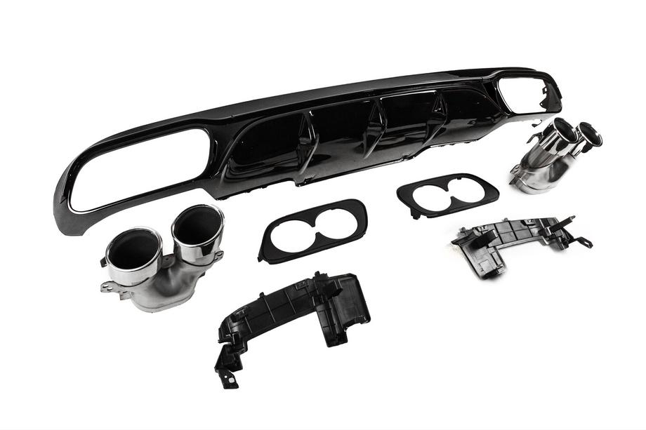 Mercedes E-class W213 2016-2023 Difuzor spate cu terminatii de evacuare E53-Design Silver (pentru Base) Foto 3