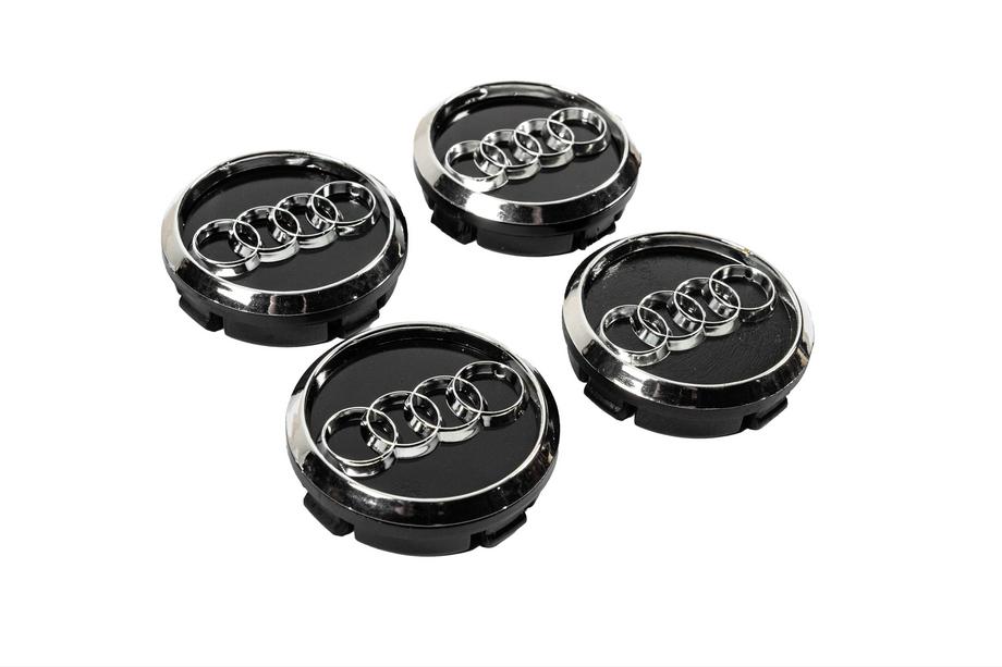 Audi Capacele centrale pentru jante 60/58 mm (Negru cu crom, set 4 buc.) Foto 3