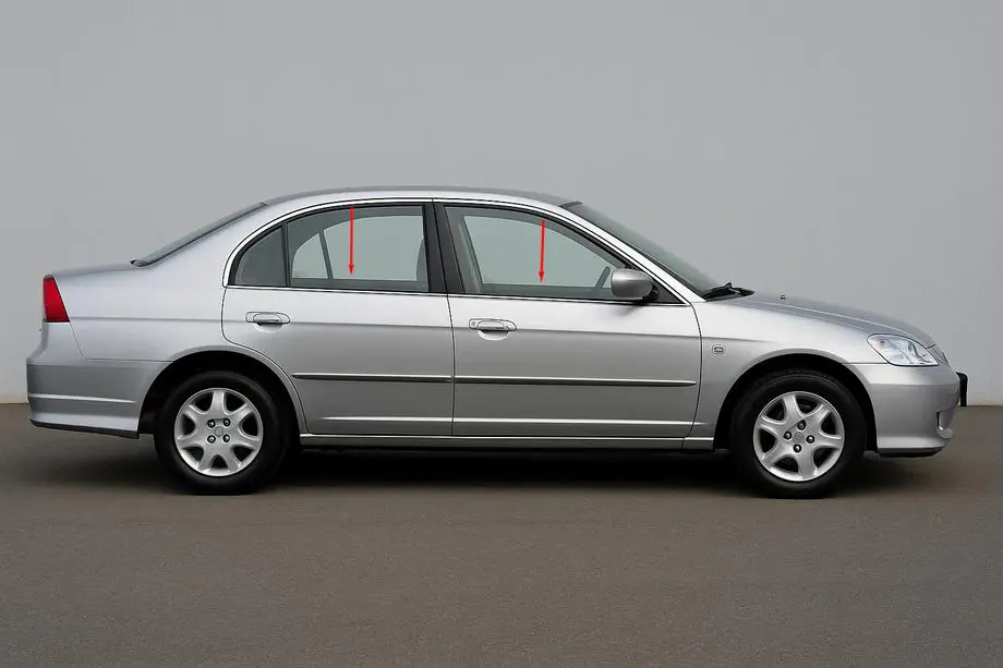 Honda Civic Sedan VII 2001-2006 Ornamente exterioare geamuri inox (4 buc) Foto 1