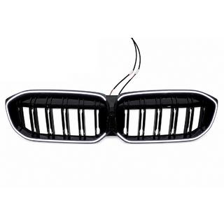 Grile tip rinichi M-Look LED (2022+, negru lucios) BMW 3 Series G20/G21 2018- foto 2