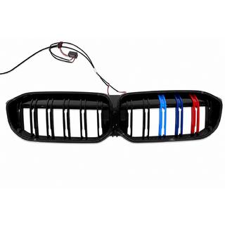 Grile tip rinichi M-Color LED (2022+, negru lucios) BMW 3 Series G20/G21 2018- foto 3