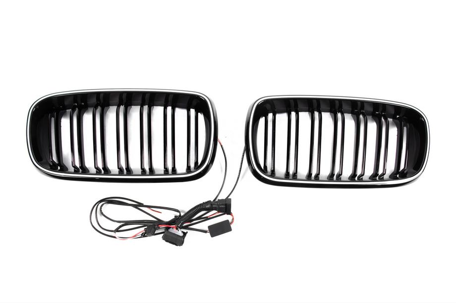 BMW X6 F16 2014-2019 Grile tip rinichi M-Look LED (negru lucios) Foto 6