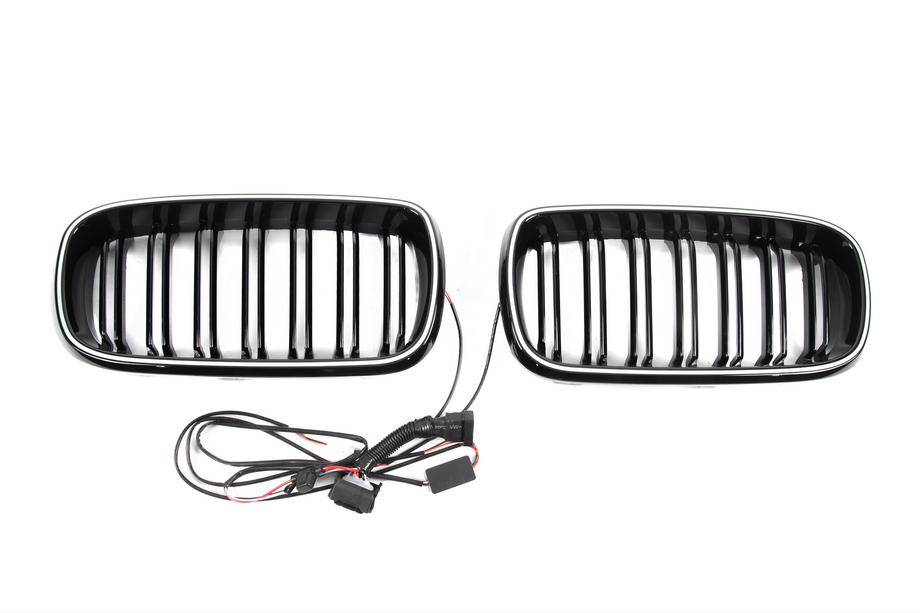 BMW X6 F16 2014-2019 Grile tip rinichi M-Look LED (negru lucios) Foto 7