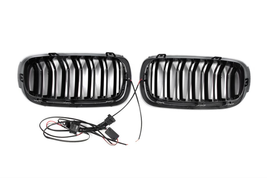BMW X6 F16 2014-2019 Grile tip rinichi M-Look LED (negru lucios) Foto 10