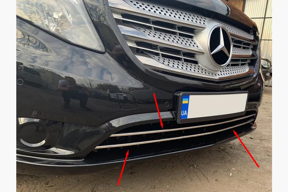 Mercedes Vito/V-class W447 2014- Ornamente grila bara (2 buc, inox) Vito Pasager (Crom) Foto 2