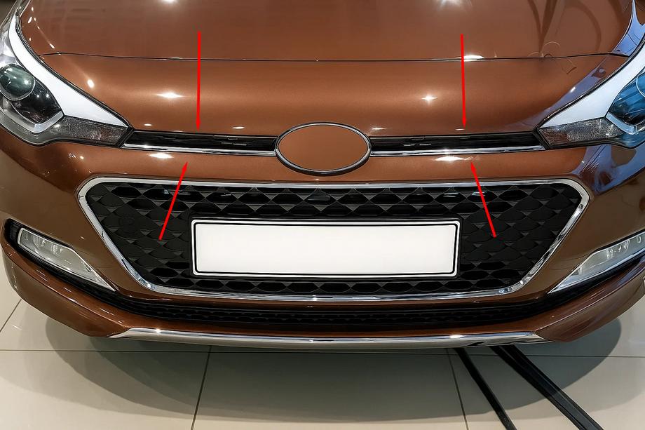 Hyundai I-20 2014-2020 Capace Grila 2014-2018 (2 buc, inox) Image
