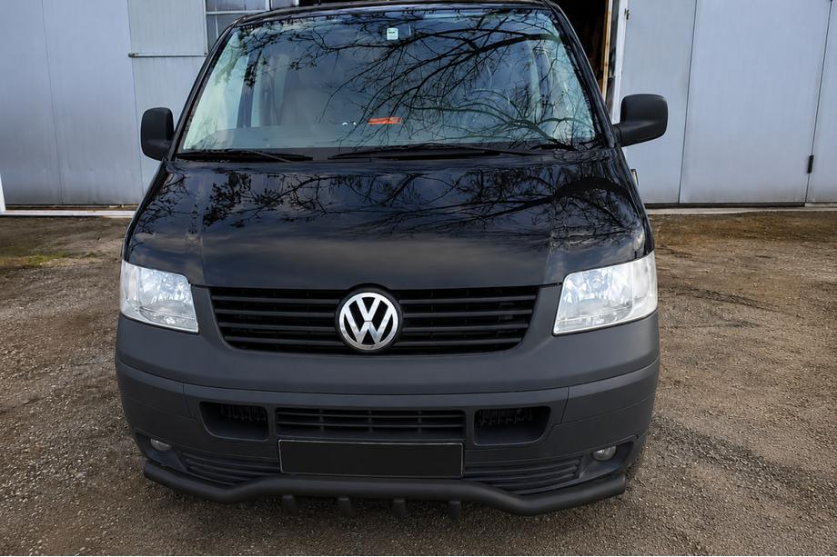 Volkswagen T5 Transporter 2003-2010 Bull bar fata cu grila ondulata ST007-1 Black (inox) Foto 2