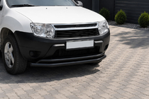 Renault Duster 2008–2017 Bull bar fata ST017 Black (inox) foto 1