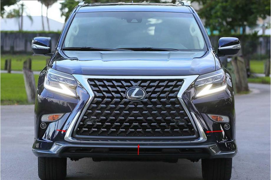Lexus GX460 2009-2023 Ornamente cromate de protectie pentru bara fata (2013-2023, 3 buc.) Foto 1