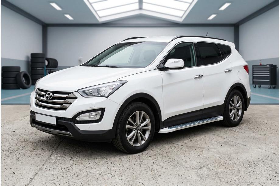 Hyundai Santa Fe 3 2012-2018 Praguri Laterale Allmond White (2 buc, Aluminiu) Image