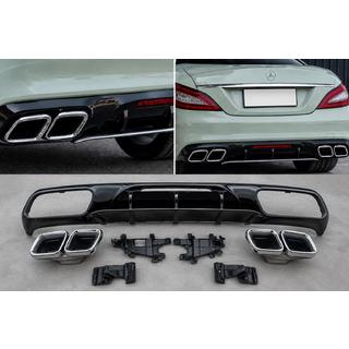 Difuzor spate cu ornamente evacuare cromate (2015-2018, Design GT63) Mercedes CLS C218 2011-2018 foto 1