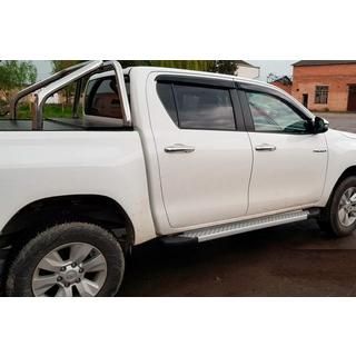 Praguri laterale Allmond Grey (2 buc, aluminiu) Toyota Hilux 2015- foto 2