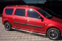 Dacia Logan MCV 2004-2014 Tevi Laterale (2 buc, Otel Inoxidabil) 70 mm, cu insertii din plastic foto 1