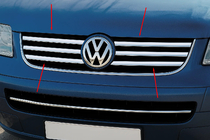 Volkswagen T5 Multivan 2003–2010 Capace Grila Cromate (6 buc, Otel Inoxidabil) foto 1