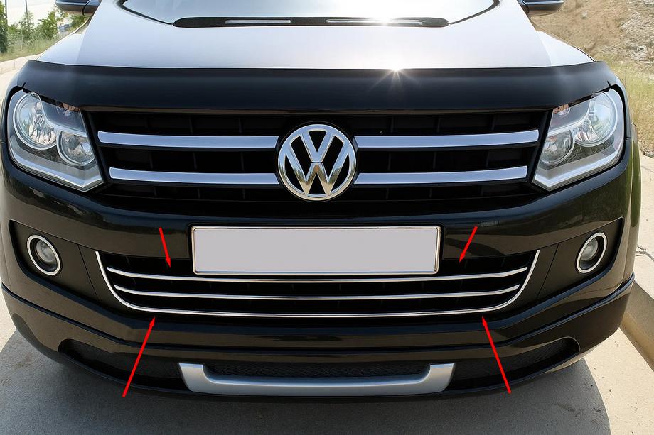 Volkswagen Amarok 2010-2022 Capace pentru bara fata din otel inox cu design zambet (3 buc) Foto 1