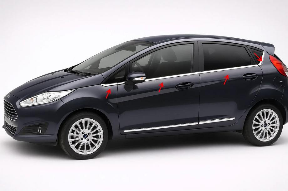 Ford Fiesta 2008-2017 Ornamente geam inox (8 buc) Carmos - Otel Inoxidabil Turcesc Image