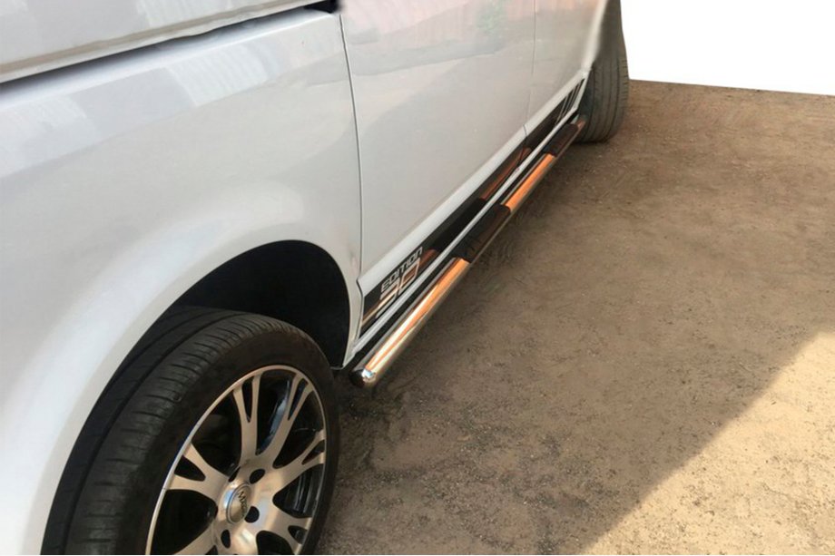 Volkswagen T5 Caravelle 2004-2010 Tevi Laterale (2 buc, Otel Inoxidabil) 60mm, Ampatament Lung Foto 11