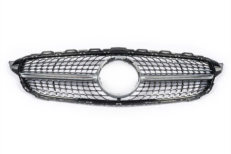 Mercedes C-class W205 2014-2021 Grila Fata Diamond Silver (pentru Avantgarde/AMG-Line/C43 AMG) 2014-2018, cu camera Foto 10