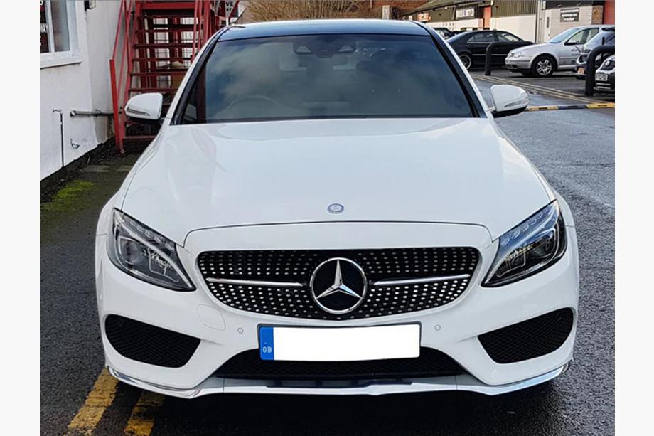 Mercedes C-class W205 2014-2021 Grila Fata Diamond Silver (pentru Avantgarde/AMG-Line/C43 AMG) 2014-2018, cu camera Foto 17