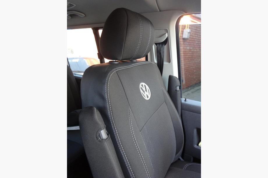 Volkswagen T5 Caravelle 2004-2010 Huse Auto (Piele Ecologica si Material Textil, Premium) Scaune fata (2↗1) Foto 14