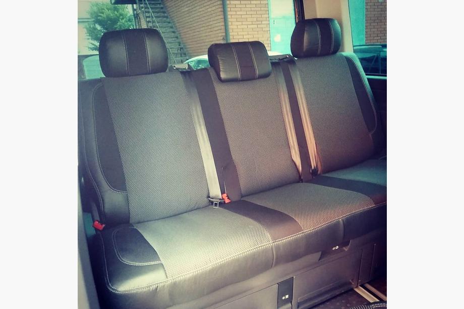Volkswagen T5 Caravelle 2004-2010 Huse Auto (Piele Ecologica si Material Textil, Premium) Scaune fata (2↗1) Foto 5