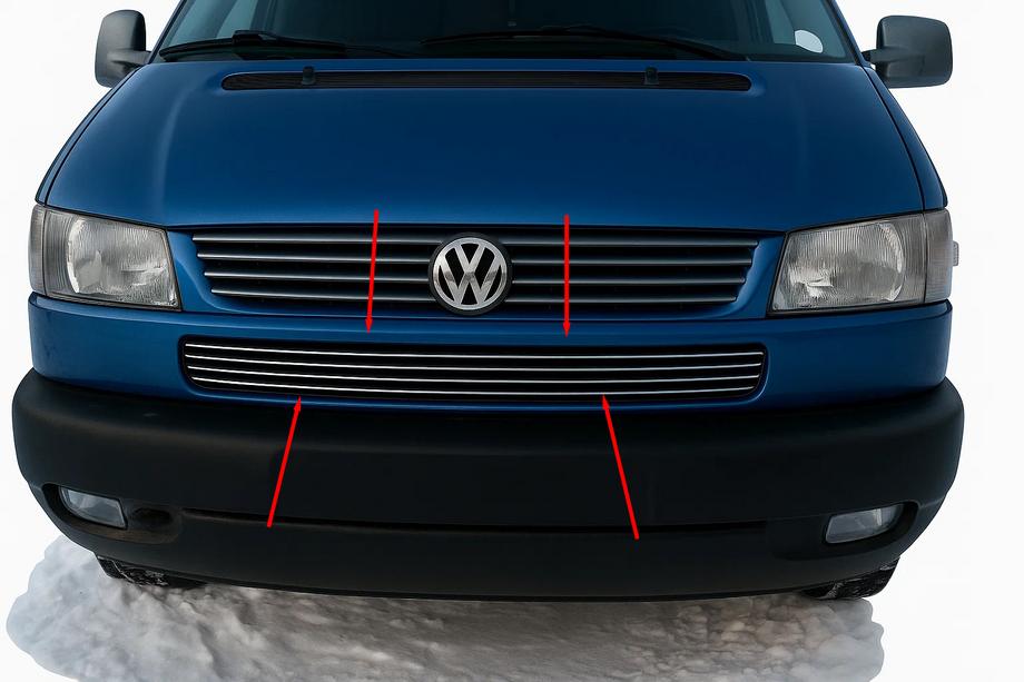 Volkswagen T4 Transporter 1990-2003 Ornamente grila bara Capota inclinata (4 buc, inox) Image