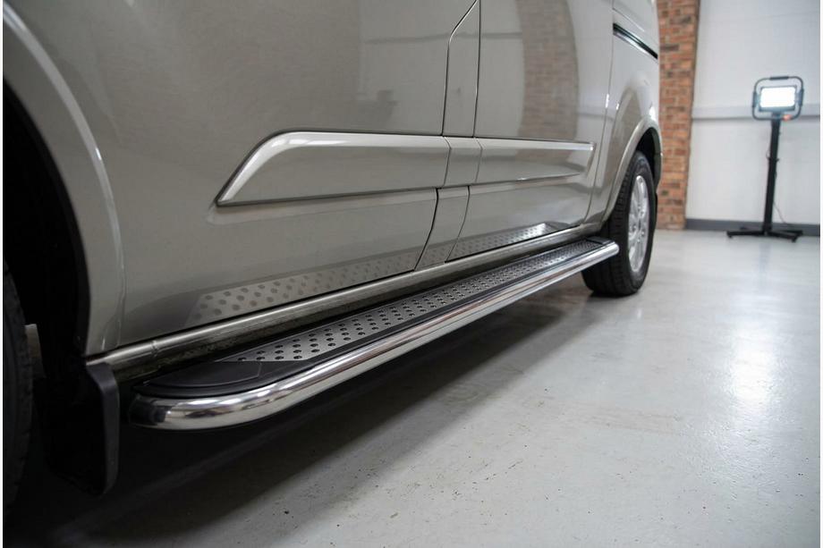 Ford Custom 2013-2022 Praguri Laterale Maydos V2 (2 buc, Aluminiu si Otel Inoxidabil) Ampatament Scurt Foto 1