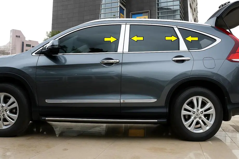 Honda CRV 2012-2016 Ornamente Stalpi Usa din Otel Inoxidabil (6 buc) Image