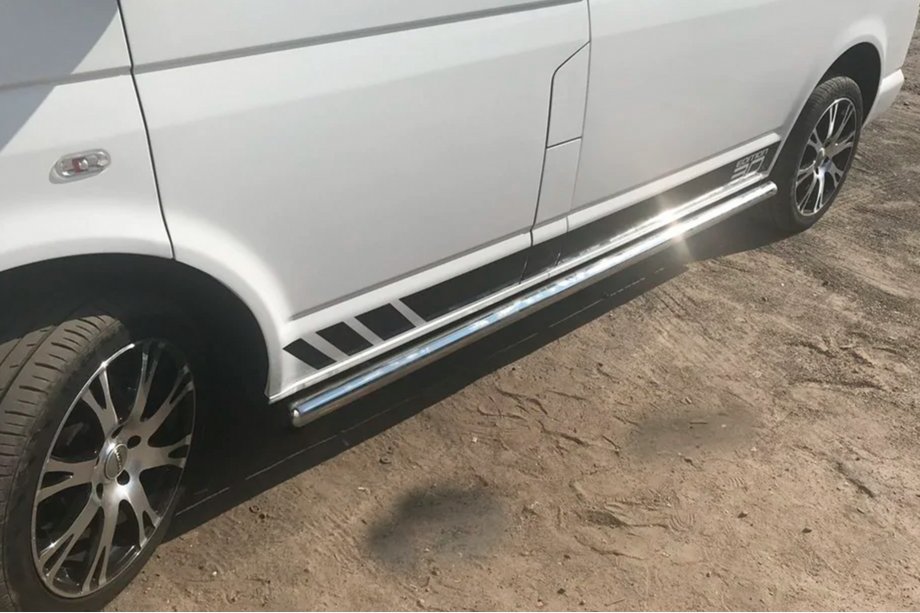 Volkswagen T6 2015-2024 Tevi Laterale (2 buc, Otel Inoxidabil) 70mm, Baza Lunga Foto 6