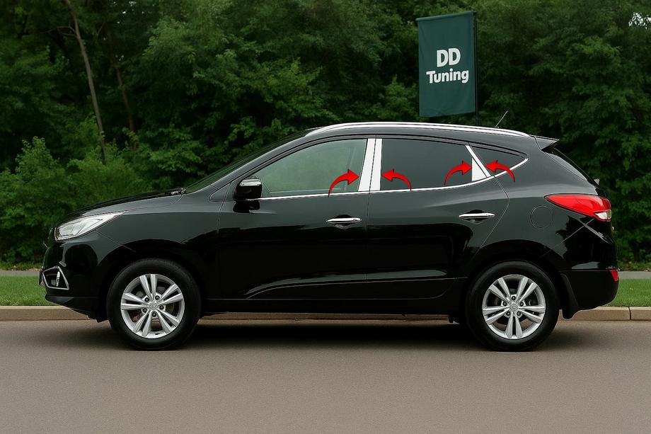 Hyundai IX-35 2010-2015 Ornamente Stalpi Usa din Otel Inoxidabil (8 buc) Image