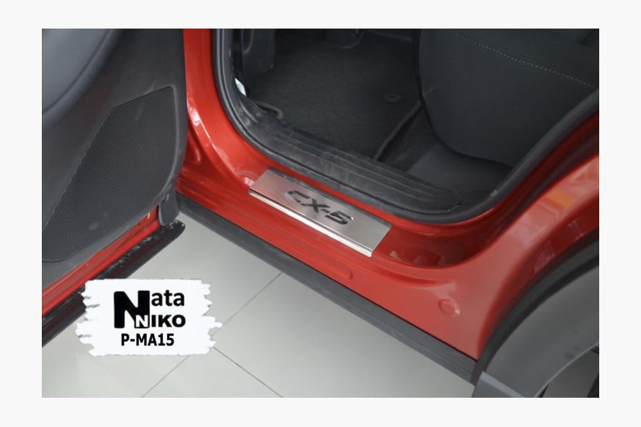 Mazda CX-5 2017–2025 Protectii praguri Nataniko (4 buc, inox) Premium - Banda 3M, 0.8mm Foto 3