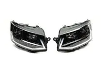 Volkswagen T6 2015-2024 Faruri fata cu lumini de zi LED Black (2015-2019, 2 buc) foto 3