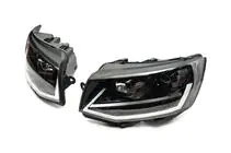 Volkswagen T6 2015-2024 Faruri fata cu lumini de zi LED Black (2015-2019, 2 buc) foto 4