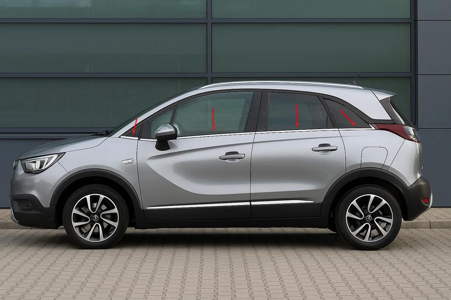 Opel Crossland X 2017-2024 Molduri inferioare geamuri inox (8 buc) OmsaLine - Otel Inoxidabil Italian Foto 1