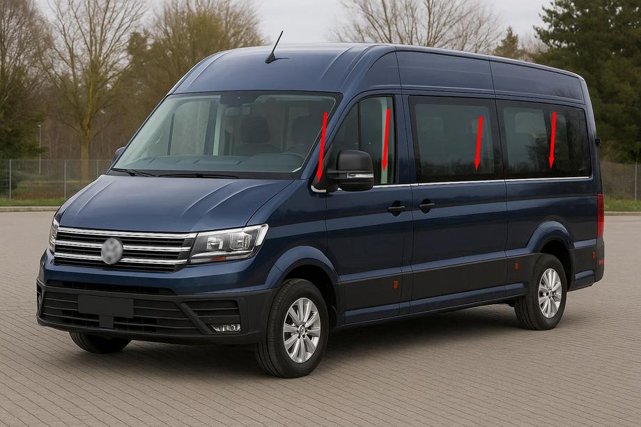 Volkswagen Crafter 2016- Ornamente inferioare geam Baza medie (8 buc, inox) Foto 1