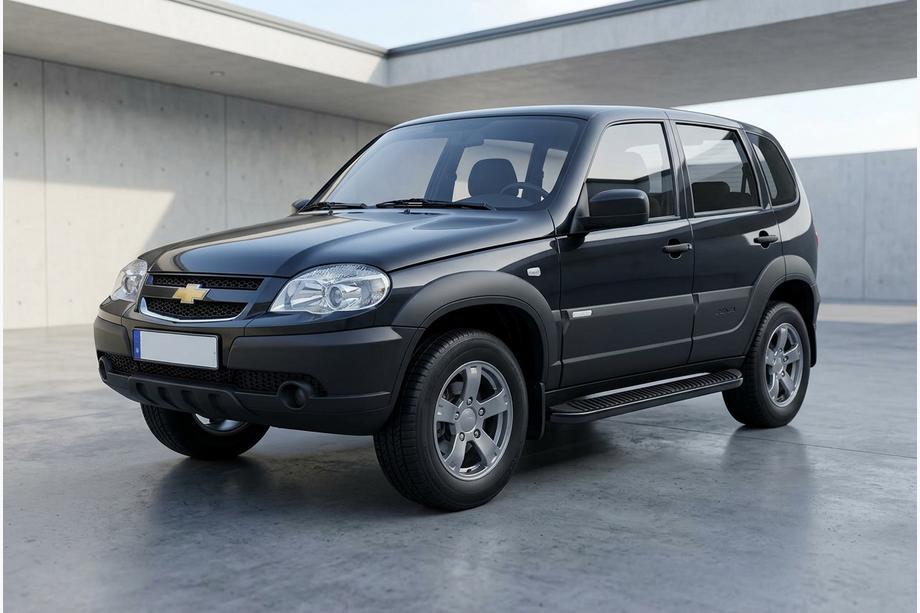 Chevrolet Niva 1998-2020 Praguri Laterale Tayga Black (2 buc, Aluminiu) Foto 1