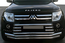 Mitsubishi Pajero Wagon IV 2006-2021 Protectie Fata ST015-9 (Otel Inoxidabil) foto 1