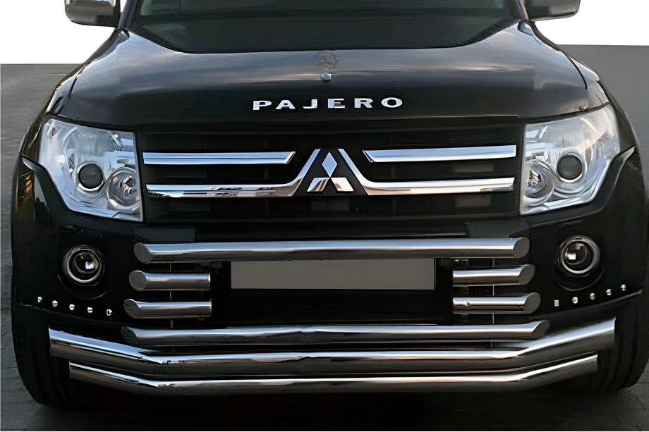 Mitsubishi Pajero Wagon IV 2006-2021 Protectie Fata ST015-9 (Otel Inoxidabil) Image