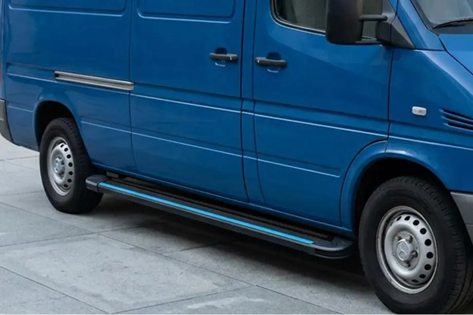 Volkswagen LT 1995-2006 Praguri Laterale Maya Blue (2 buc, Aluminiu) Ampatament Lung Image