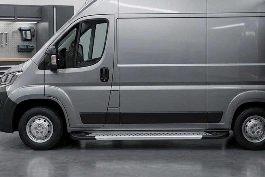 Citroen Jumper 2007-2025 Praguri Laterale New Vision Grey (2 buc, Aluminiu) Foto 1