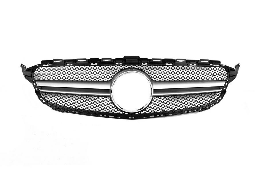 Mercedes C-class W205 2014-2021 Grila Fata AMG Silver (pentru Avantgarde/AMG-Line/C43 AMG) 2014-2018, fara camera Foto 7