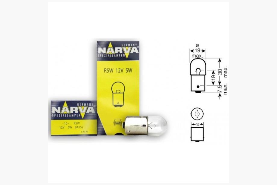 Bec semnalizare Narva 17171 R5W 12V 5W BA15s Foto 2