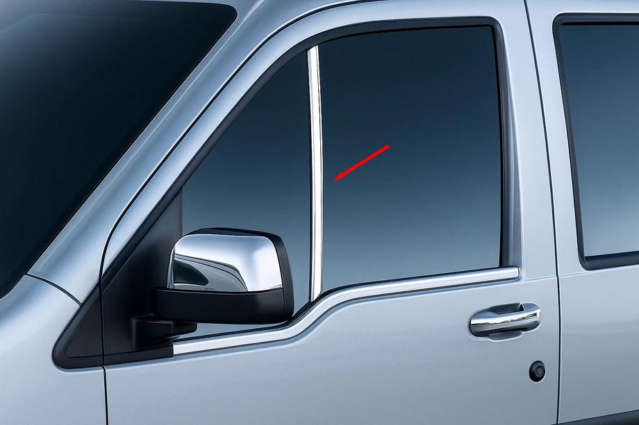 Ford Connect 2002–2006 Molduri verticale inox pentru geam lateral fix (2 buc) OmsaLine - Otel Inoxidabil Italian Image