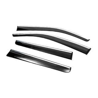 Deflectoare geamuri cu ornament cromat (4 buc, Sunplex Chrome) Nissan Navara 2006-2015 foto 4