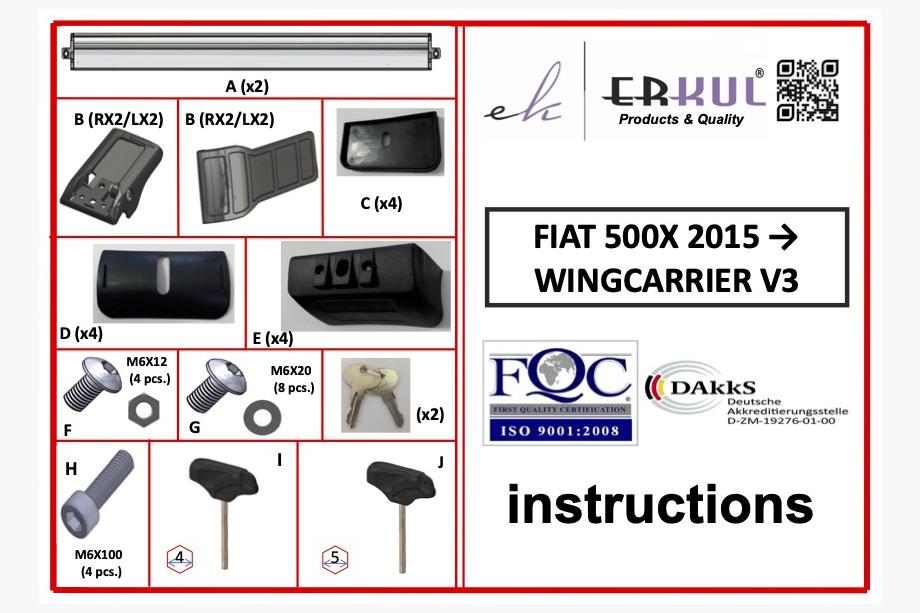 Fiat 500X 2014-2024 Bare transversale pentru bare longitudinale integrate cu cheie Wingbar V3 (2 buc) Foto 6