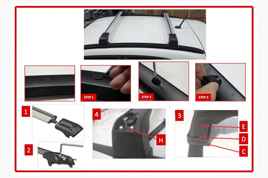 Fiat 500X 2014-2024 Bare transversale pentru bare longitudinale integrate cu cheie Wingbar V3 (2 buc) Foto 7