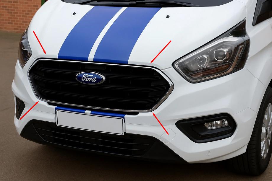 Ford Custom 2013-2022 Capace grila bara 2018+ (4 buc, inox) Image