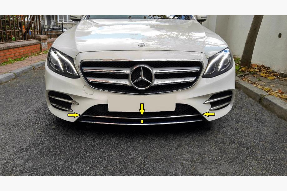Mercedes E-class W213 2016-2023 Banda cromata pentru bara fata 2016-2020 (inox) Image