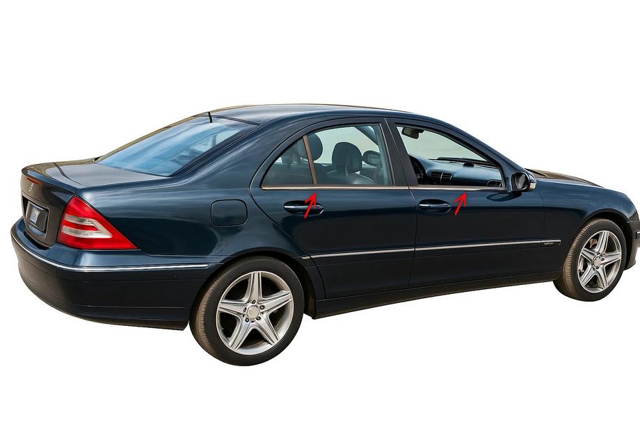 Mercedes C-class W203 2000-2007 Ornamente Geamuri Inox 4 buc, Sedan, Carmos - Otel Turcesc Image